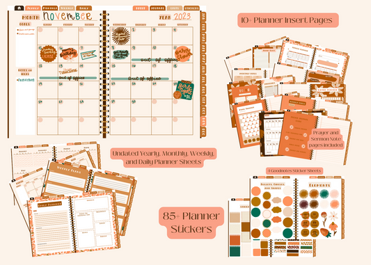 Pink and Rust Floral Planner with Sermon Notes Included