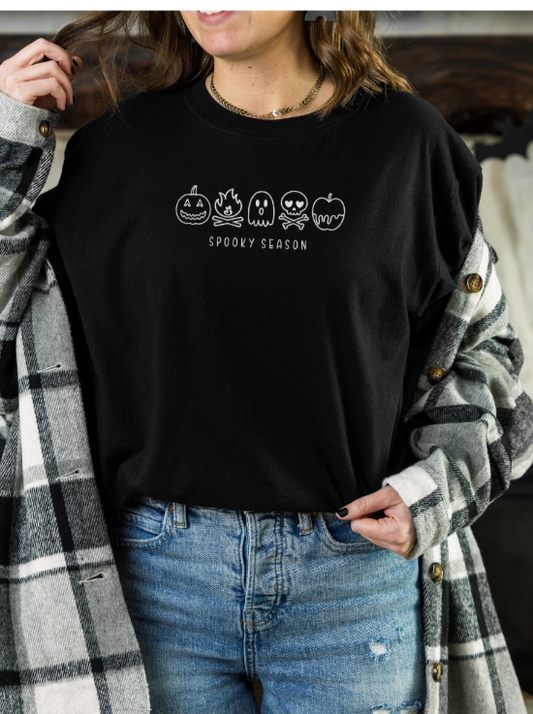 Spooky Season Doodles Short Sleeve Tee - Black